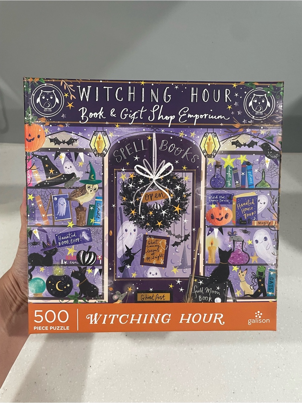 Galison Witching Hour 500-Piece Puzzle – Purple Halloween Illustration